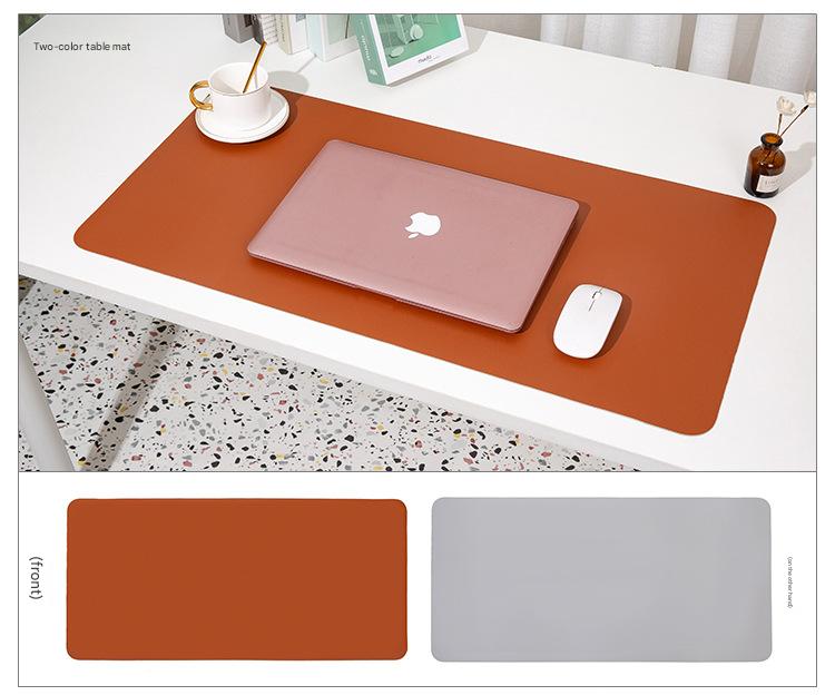 Reddish brown/gray Extra-Large Leather Table Mat for Study & Work - Pad for Students & Office Use (100x50cm)