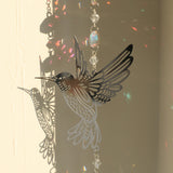 (Style A)2 PCS Hummingbird Metal Suncatcher with Crystal Accents - for Window or Wall Indoor Hanging Ornament