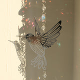 (Style A)2 PCS Hummingbird Metal Suncatcher with Crystal Accents - for Window or Wall Indoor Hanging Ornament - Front View