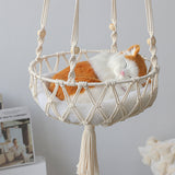 Pet Hammock for Cats with Wooden Beads - Pet Swing padding not included (Diameter : 40cm) - Front View