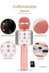 Rose red Bluetooth 5.0 Karaoke Microphone for Family Entertainment - Top-Down View