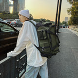 Green Unisex Travel Bag with Utility Buckles and Wet/Dry Compartments