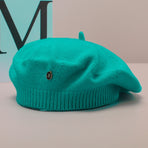 Green Vintage Inspired Knitted Beret - Stretchy & Comfortable Wool Blend Cap
