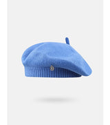 Blue Vintage Inspired Knitted Beret - Stretchy & Comfortable Wool Blend Cap - Front View