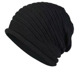 Black Warm & Stylish Women's Knitted Beanie Hats (3-Pack) - Perfect for Cold Weather Comfort - Side View