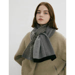 Grey Elegant Color Block Striped Scarf -Men's & Women's Versatile, Winter Warmth 165x29cm