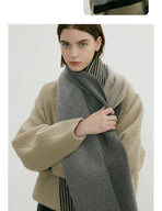 Grey Elegant Color Block Striped Scarf -Men's & Women's Versatile, Winter Warmth 165x29cm