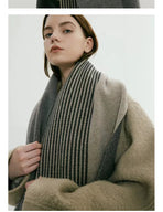 Grey Elegant Color Block Striped Scarf -Men's & Women's Versatile, Winter Warmth 165x29cm