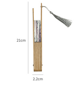 2 PCS Floral Bamboo Folding Hand Fan - Traditional Chinese Style Round Folding Design (Black background with flowers) - Front View