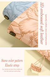 Brown 2-Pack Vintage Floral Embossed PU Leather Journals - 192 Pages Each - Side View