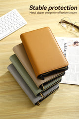 Beige PU Leather Zippered Photo Album - Holds 240 3 Prints - Low Angle
