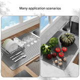 Black Extra Large Silicone Countertop Protector & Dish Drying Mat - Dishwasher Safe (71x50cm) - 45-Degree Angle