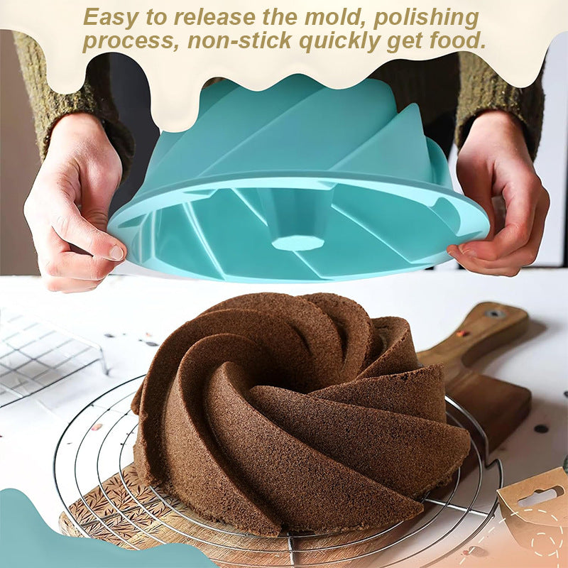 Green Non-Stick Silicone Cyclone Cake Pan Set (10 Molds) - Perfect for Desserts
