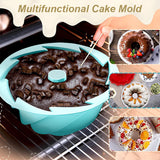 Red Non-Stick Silicone Cyclone Cake Pan Set (10 Molds) - Perfect for Desserts - Low Angle