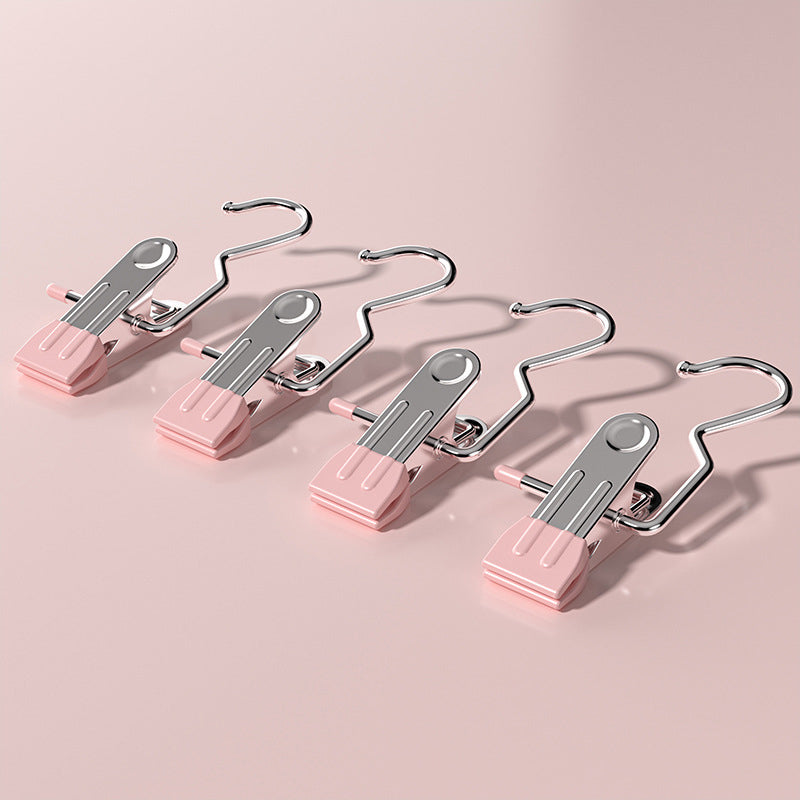 Pink Stainless Steel Hanging Clips (35 PCS) - Strong Grip for Pants, Hats, Socks, Laundry