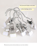 Gray Stainless Steel Hanging Clips (35 PCS) - Strong Grip for Pants, Hats, Socks, Laundry