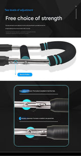 Blue Black Adjustable U-Shaped Arm Exerciser - For Home Fitness Strength Training (30kg) - Top-Down View