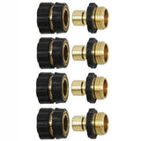 American Standard 3/4 Inch Brass Quick Connect Garden Hose Adapter (4 Male & 4 Female) - Front View