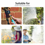 American Standard 3/4 Inch Brass Quick Connect Garden Hose Adapter (4 Male & 4 Female) - Top-Down View