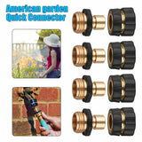 American Standard 3/4 Inch Brass Quick Connect Garden Hose Adapter (6 Male & 6 Female) - Side View