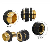 American Standard 3/4 Inch Brass Quick Connect Garden Hose Adapter (6 Male & 6 Female) - 45-Degree Angle