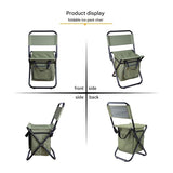 Foldable Camping Chair with Integrated 10L Insulated Cooler Bag - Army Green - Front View