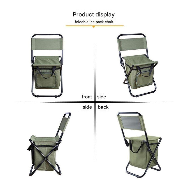 Foldable Camping Chair with Integrated 10L Insulated Cooler Bag - Camouflage color