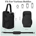 Grey Portable Crossbody Water Bottle Holder with Multiple Pockets - Thermal Cooler Bag