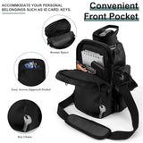 Purple Portable Crossbody Water Bottle Holder with Multiple Pockets - Thermal Cooler Bag - Side View