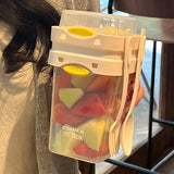 White Portable salad cup with ingredient compartment and fork and spoon - enjoy breakfast on the go - Front View