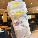 White Portable salad cup with ingredient compartment and fork and spoon - enjoy breakfast on the go - Side View