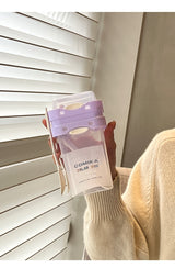 Purple Portable salad cup with ingredient compartment and fork and spoon - enjoy breakfast on the go - Side View