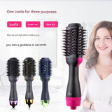 Red 3-in-1 Hot Air Brush Hair Dryer & Styler - Volumizer, Straightener, Curler - Front View