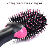 Red 3-in-1 Hot Air Brush Hair Dryer & Styler - Volumizer, Straightener, Curler - Top-Down View