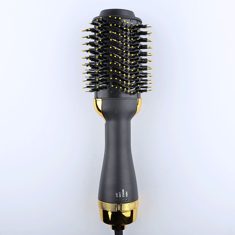 Gold 3-in-1 Hot Air Brush Hair Dryer & Styler - Volumizer, Straightener, Curler
