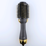 Gold 3-in-1 Hot Air Brush Hair Dryer & Styler - Volumizer, Straightener, Curler