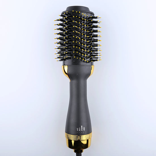 Gold 3-in-1 Hot Air Brush Hair Dryer & Styler - Volumizer, Straightener, Curler