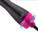 Purple 3-in-1 Hot Air Brush Hair Dryer & Styler - Volumizer, Straightener, Curler - Rear View