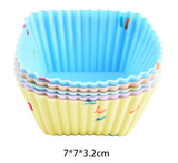 Style 6 Silicone Mini Cake Molds (30 Pack) -  For Cupcakes, Desserts (7x7x3.2cm) - Front View