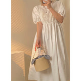 Woven Straw Bucket Bag with Gingham Bow Accent - Mini Top Handle & Crossbody - Side View