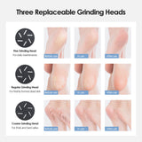 White Rechargeable Electric Foot Grinder with Suction - Complete 10-Piece Pedicure Kit - 45-Degree Angle