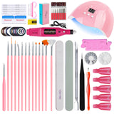 Complete Nail Art Manicure Kit - UV LED Lamp, Electric Drill, Brushes & Accessories