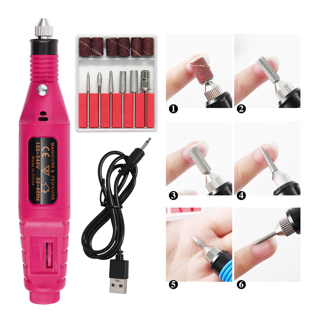 Complete Nail Art Manicure Kit - UV LED Lamp, Electric Drill, Brushes & Accessories