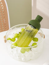 Style Cold Brew Bottle - 450ml Glass, Leak-Resistant Silicone Top Green Silicone Lid - Side View