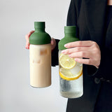 Style Cold Brew Bottle - 450ml Glass, Leak-Resistant Silicone Top Green Silicone Lid - Top-Down View