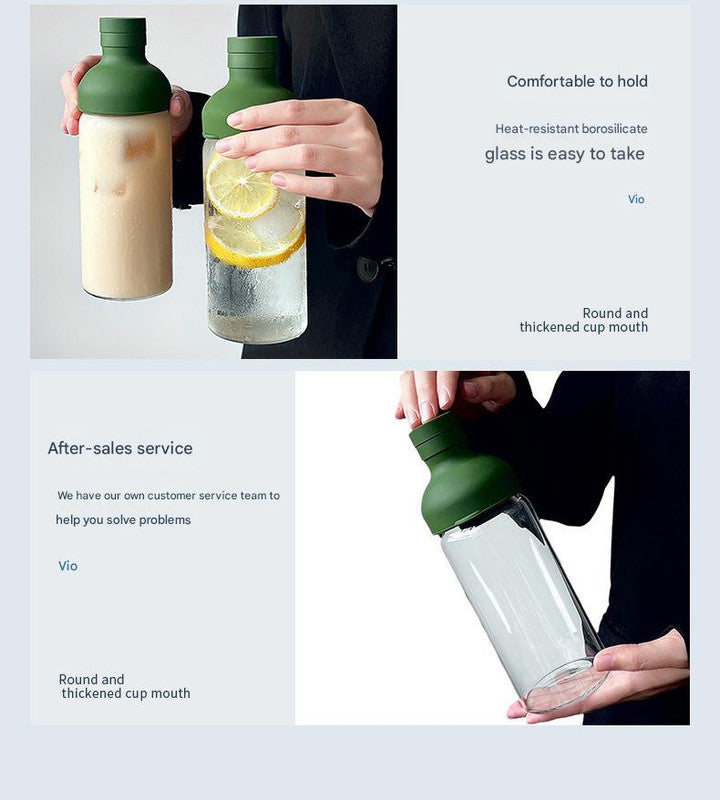 Style Cold Brew Bottle - 450ml Glass, Leak-Resistant Silicone Top White Silicone Lid