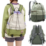 Beige Stylish Lightweight Drawstring Backpack for Women Men Hiking Travel - Top-Down View