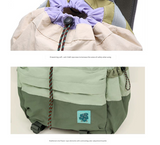 Beige Stylish Lightweight Drawstring Backpack for Women Men Hiking Travel - Rear View