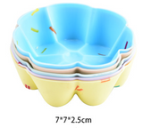 Style 8 Silicone Mini Cake Molds (30 Pack) -  For Cupcakes, Desserts (7x7x2.5cm) - Front View