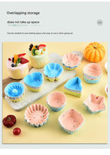 Style 8 Silicone Mini Cake Molds (30 Pack) -  For Cupcakes, Desserts (7x7x2.5cm) - Side View